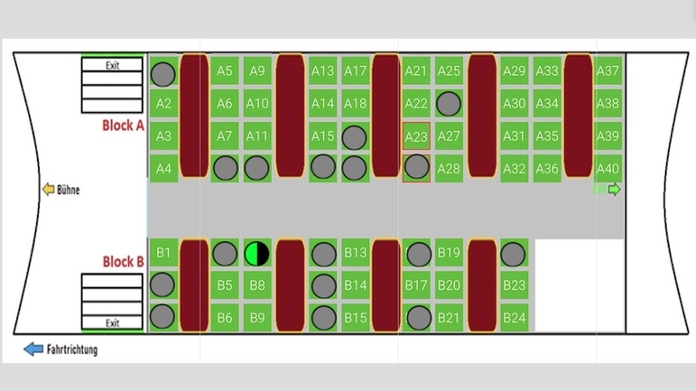 Saalplan für Schiffe